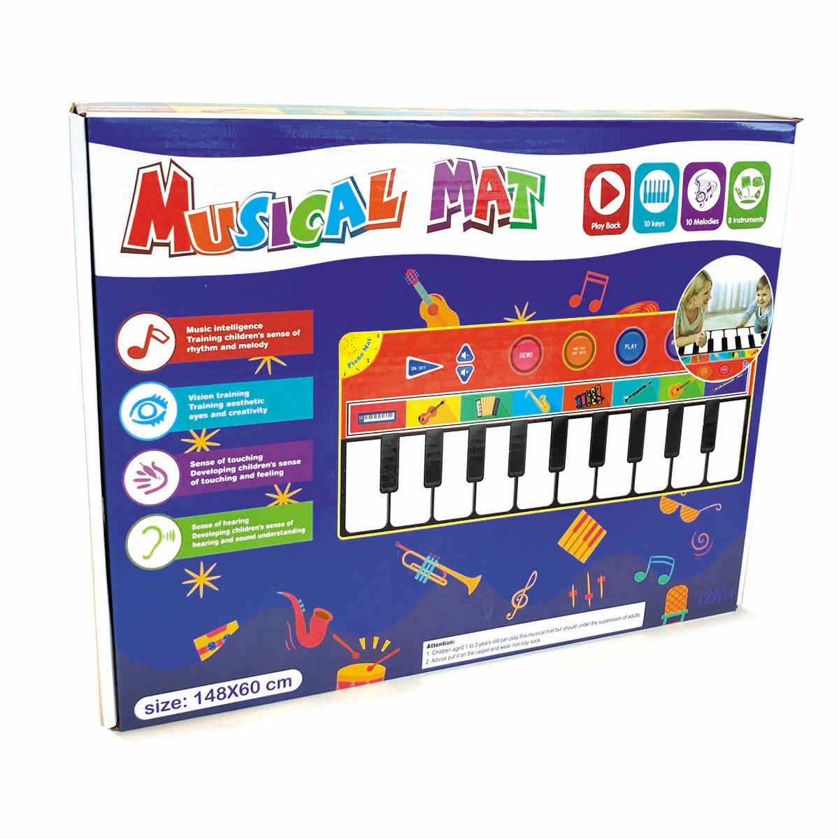 front side of the floor piano packaging