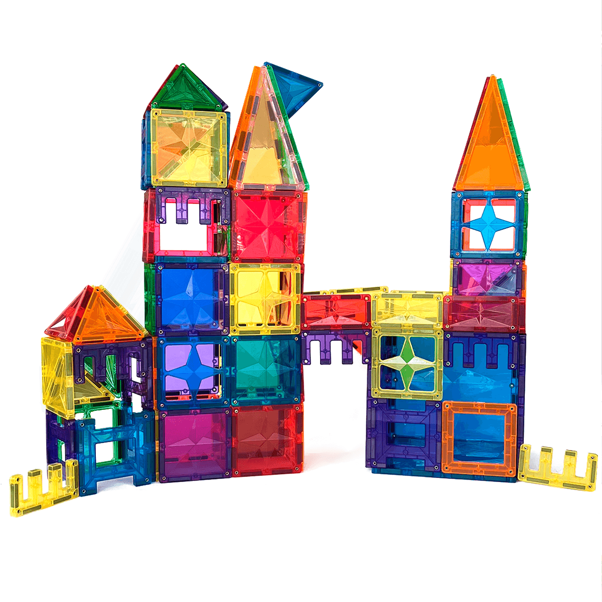 a construction created from mntl colorful magnetic pieces
