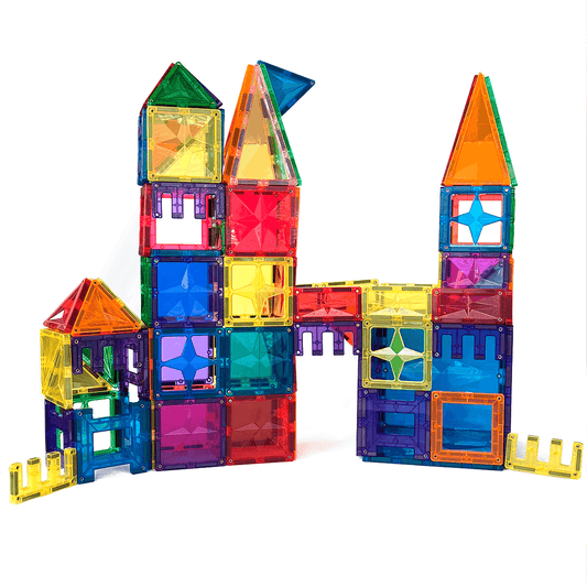 a construction created from mntl colorful magnetic pieces