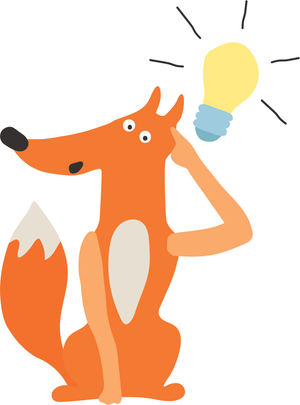 Lerni fox with a light bulb